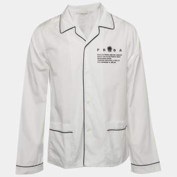 Pre Owned Prada White Printed Cotton Pajama Shirt M