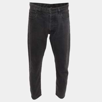 مملوكة مسبقًا Prada Black Denim Straight Fit Jeans M/Waist 32"