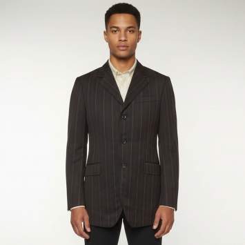 Pre Owned Prada Vintage Black Pinstripe Wool Single Breasted Blazer S