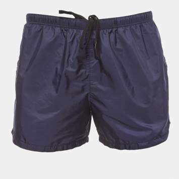 Pre Owned Prada Navy Blue Nylon Drawstring Swim Shorts XXL