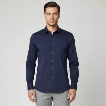 Pre Owned Prada Navy Blue Stretch Poplin Slim Fit Shirt M