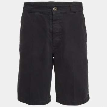 Pre Owned Prada Navy Blue Washed Distressed Cotton Bermuda Shorts S