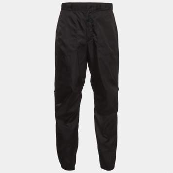 Pre Owned Prada Black Re-Nylon Embossed Triangle Logo Jogger M 