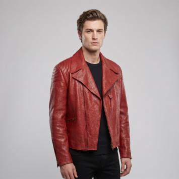 Pre Owned Prada Brown Hand-Dyed Quilted Leather Biker Jacket L