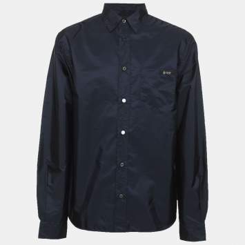 Pre Owned Prada Navy Blue Polyamide Re-Nylon Long Sleeve Shirt S