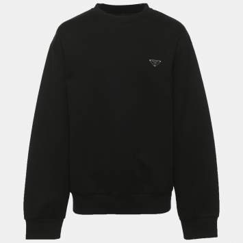 Pre Owned Prada Black Jersey and Nylon Triangle Re-Nylon Sweater S