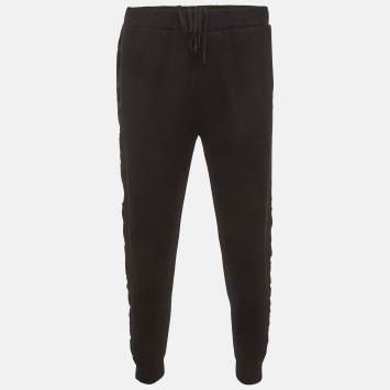 Pre Owned Prada Black Triangle Logo Jersey Re-Nylon Trim Sweatpants XXL