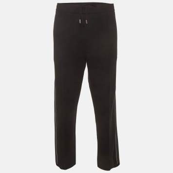 Pre Owned Prada Black Knit Side Stripe Straight Fit Pants XXL