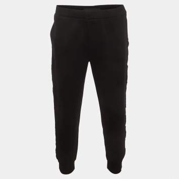 Pre Owned Prada Re-Nylon Black Side Striped Cotton Track Pants XXXL