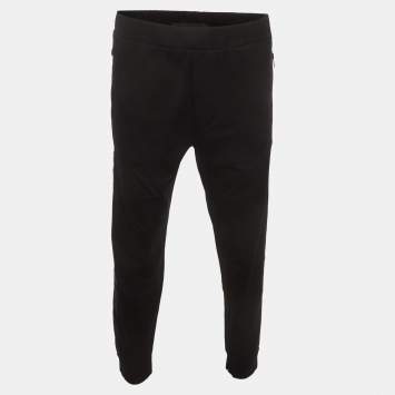 Pre Owned Prada Black Triangle Logo Detail Side Striped Cotton Track Pants XXXL