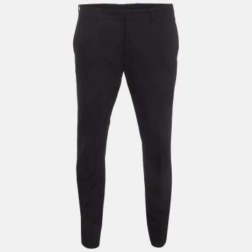 Pre Owned Prada Navy Blue Synthetic Stretch Slim Fit Trousers XL
