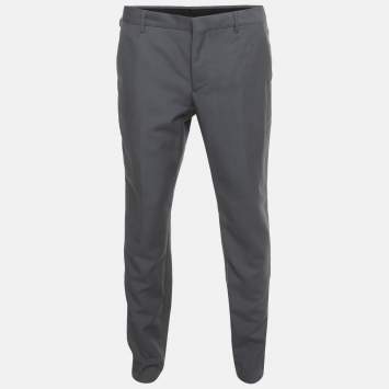 Pre Owned Prada Grey Wool Blend Regular Fit Pants L 