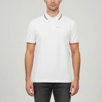 مملوكة مسبقًا Prada White Logo Detail Cotton Piquet Short Sleeve Polo T-shirt M