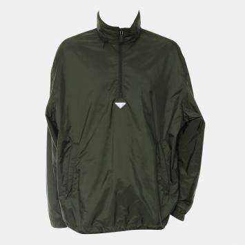 Pre Owned Prada Logo Nylon Hooded Jacket L