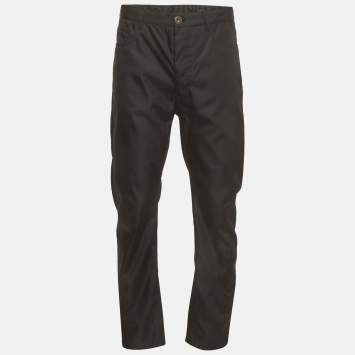 Pre Owned Prada Black Re-Nylon Straight Fit Buttoned Trousers M