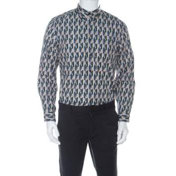 Pre Owned Prada Multicolor Graphic Printed Cotton Button Front Shirt XL 