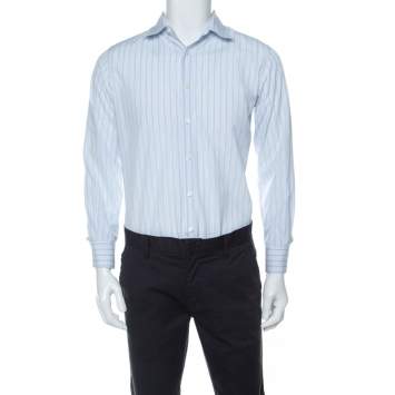 Pre Owned Prada Multicolor Striped Cotton Button Front Long Sleeve Shirt M