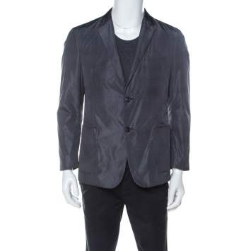 Pre Owned Prada Grey Herringbone Check Padded Blazer M