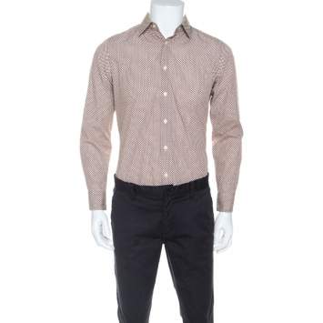 Pre Owned Prada Multicolor Dotted Print Cotton Button Front Shirt S
