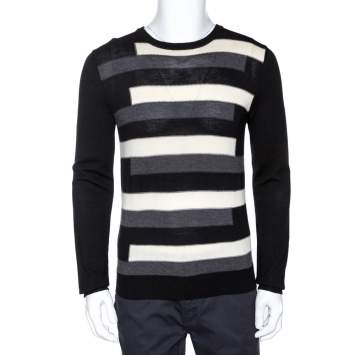 Pre Owned Prada Tricolor Striped Wool Crewneck Sweater L