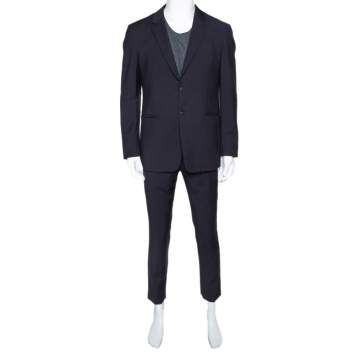 Pre Owned Prada Navy Blue Wool & Mohair Tailored Suit L