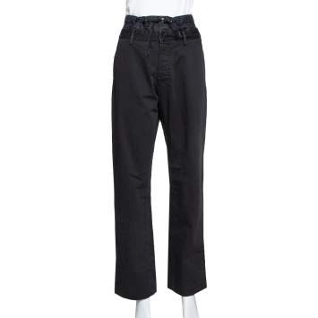 Pre Owned Prada Black Denim Distressed Effect Regular Fit Pants L
