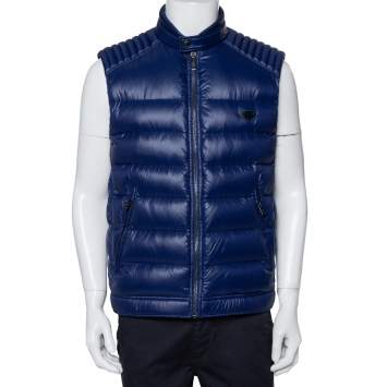 Pre Owned Prada Navy Blue Synthetic Quilted Sleeveless Vest XL 