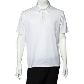 Pre Owned Prada White Cotton Polo T-Shirt XXL