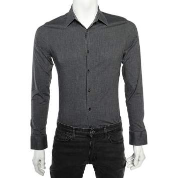 Pre Owned Prada Charcoal Grey Stretch Cotton Long Sleeve Shirt M