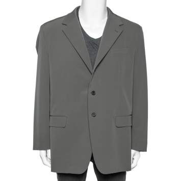 مملوكة مسبقًا Prada Dark Grey Synthetic Button Front Blazer 4XL
