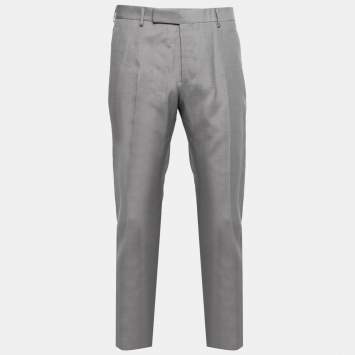 Pre Owned Prada Grey Mohair & Silk Tailored Pants XL