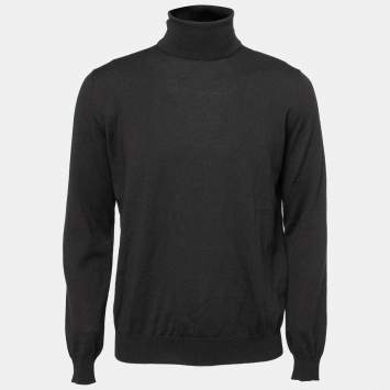 Pre Owned Prada Black Wool Knit Turtle Neck Long Sleeve Sweater L