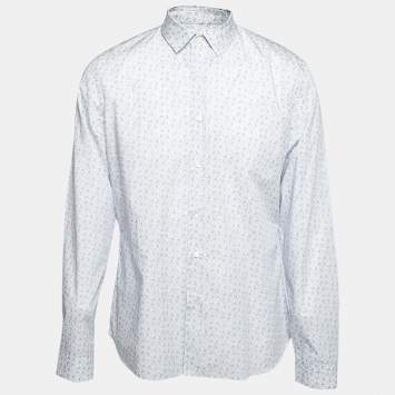 Pre Owned Prada White Printed Cotton Button Front Shirt XXL