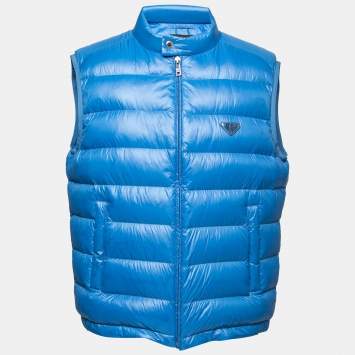 Pre Owned Prada Blue Synthetic Sleeveless Down Jacket 3XL