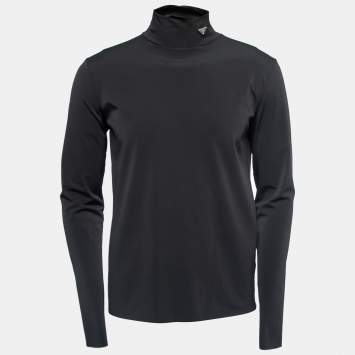 Pre Owned Prada Black Technical Jersey Mock Neck Turtleneck Sweater XL