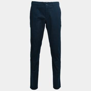 Pre Owned Prada Navy Blue Cotton Trousers L