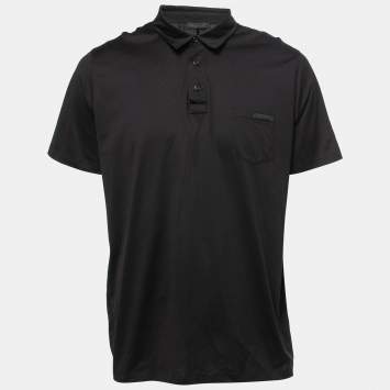 Pre Owned Prada Black Cotton Polo T-Shirt 3XL