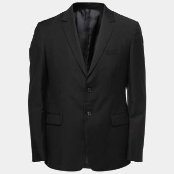Pre Owned Prada Black Wool Single-Breasted Blazer L
