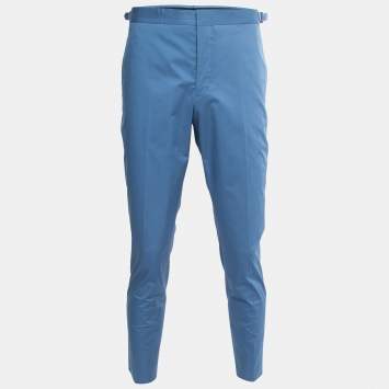 Pre Owned Prada Light Blue Stretch Cotton Trousers XL 