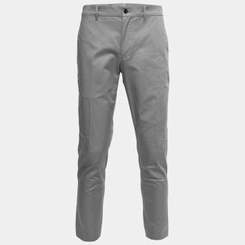 Pre Owned Prada Grey Stretch Cotton Trousers L