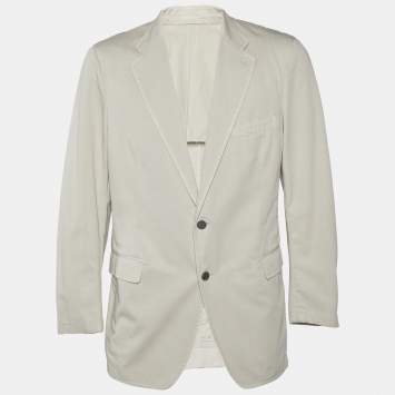 Pre Owned Prada Beige Cotton Button Front Blazer XXL