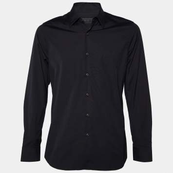 Pre Owned Prada Black Cotton Button Front Shirt L