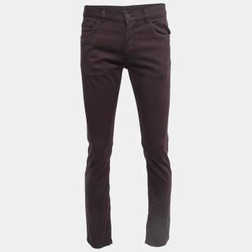 Pre Owned Prada Burgundy Denim Regular Fit Jeans S Waist 32"