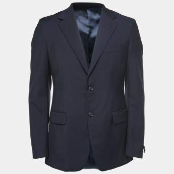 Pre Owned Prada Navy Blue Wool Single Breasted Blazer M