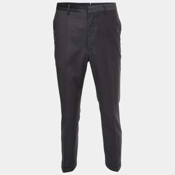Pre Owned Prada Grey Wool Regular Fit Pants L