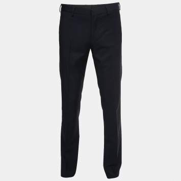 Pre Owned Prada Navy Blue Wool Tailored Trousers M