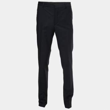Pre Owned Prada Navy Blue Wool Trousers XL