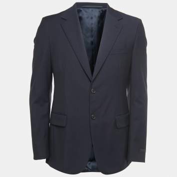 Pre Owned Prada Navy Blue Wool Single Breasted Blazer M
