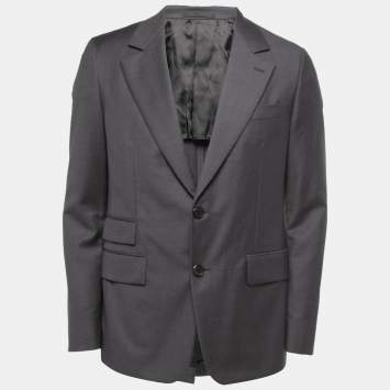 Pre Owned Prada Grey Wool Single Breasted Blazer L