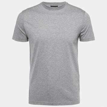 Pre Owned Prada Grey Cotton Jersey Crew Neck T-Shirt S